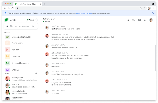 Google Chat 앱의 최신 버전으로 업그레이드