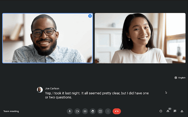 Google Meet에서 실시간 번역된 캡션 사용