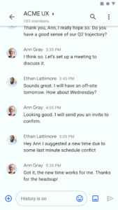 iOS Google Chat 메시지 추가작업 액세스 iOS Google Chat 메시지 추가작업 액세스
