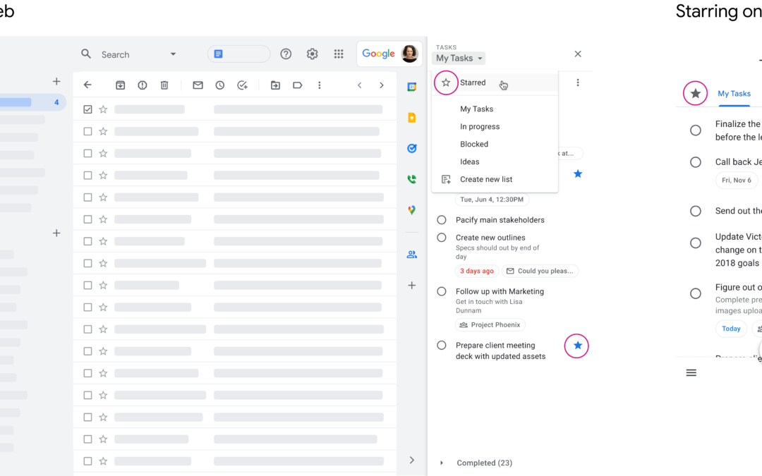 Google Tasks 중요한 작업 별표 표시