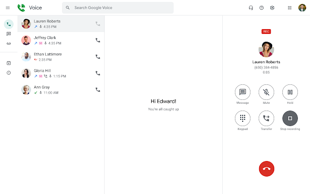 조직의 Google 음성통화 녹음 옵션 관리