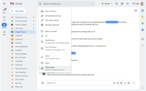 Google Chat 스페이스와 해당 콘텐츠 삭제하기 Google Chat 스페이스와 해당 콘텐츠 삭제하기