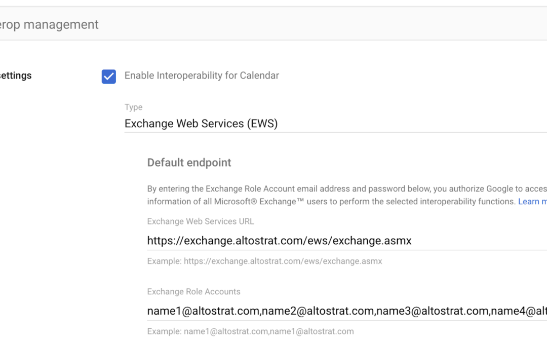 콘솔에서 Google 캘린더 Interop 요청을 확장