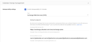 콘솔에서 Google 캘린더 Interop 요청을 확장