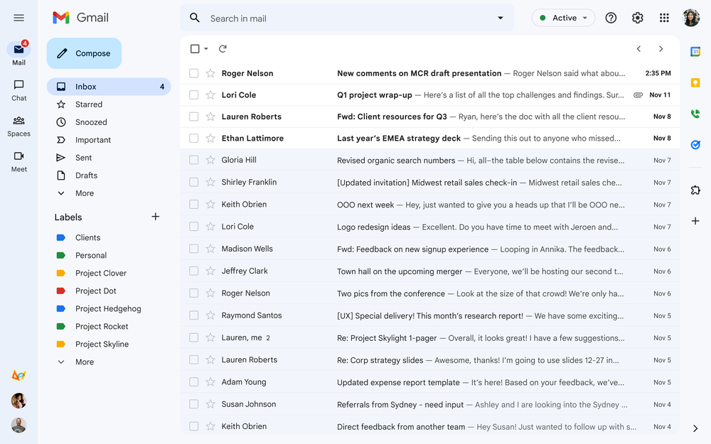 새로운 Gmail 사용자 인터페이스 전체 제공