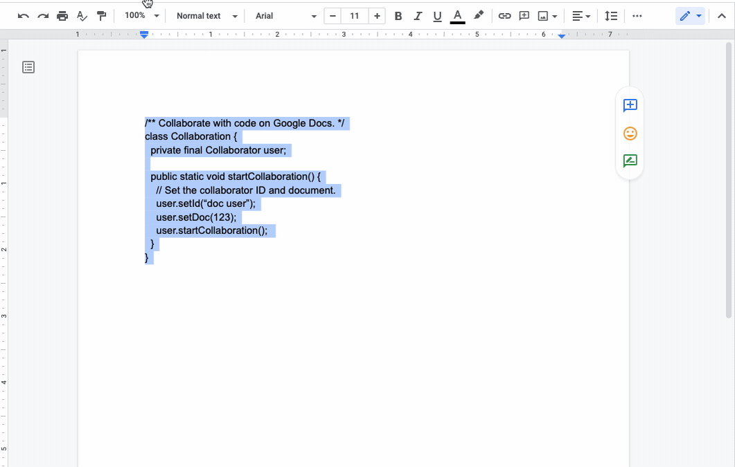 Google 문서에서 코드 포맷과 표시를 쉽게하기