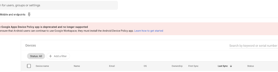 Android Device Policy 새롭게 디바이스에 설치