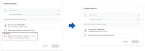 Google Chat 주제별 대화 구성 메뉴