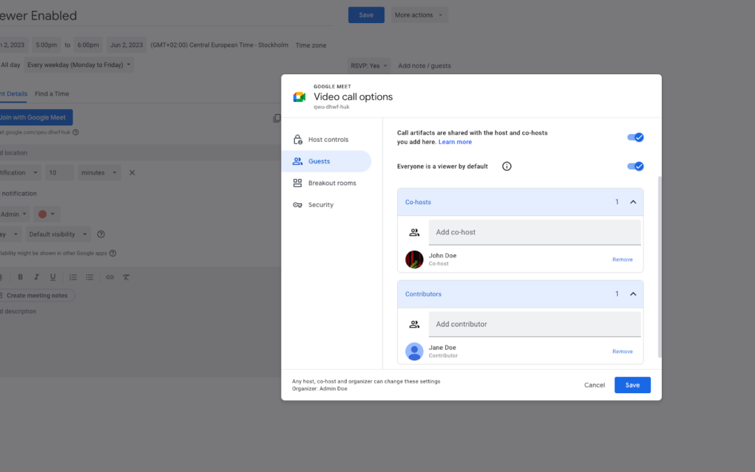 Google Meet 대규모 사용자에게 뷰어모드 제공