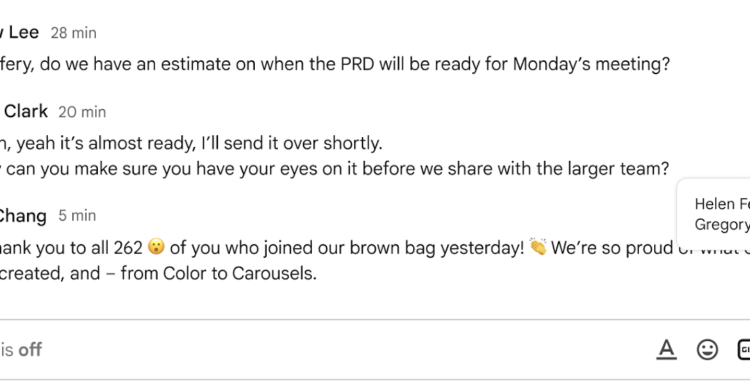 Google Chat 그룹에서 메시지 읽음 표시