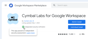 Google Workspace 마켓플레이스 보안 인증 배지 Google Workspace 마켓플레이스 보안 인증 배지