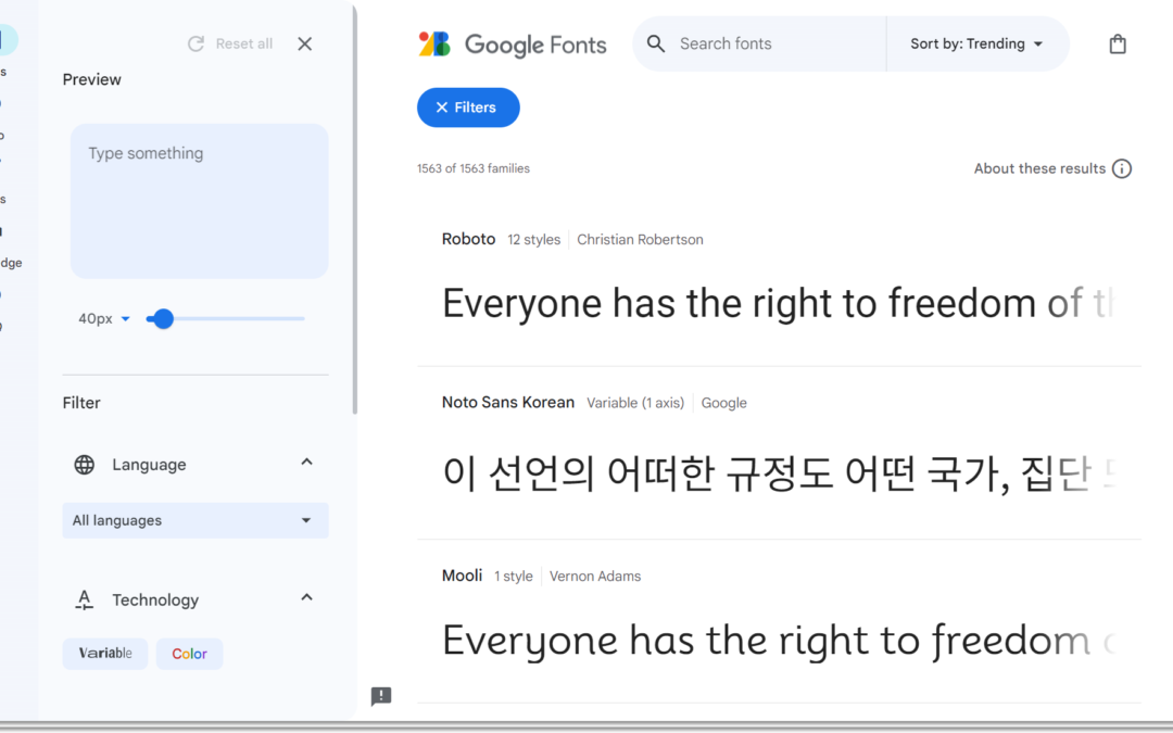 모바일에 최적화된 새로운 Google 폰트 업데이트