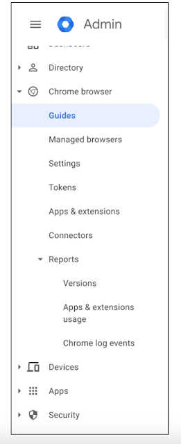 Google Workspace 관리자콘솔 Chrome 브라우저 관리메뉴
