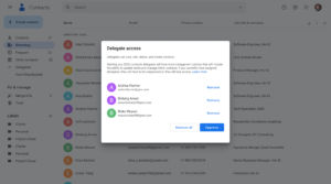 Google Workspace 연락처 위임자 검토 승인
