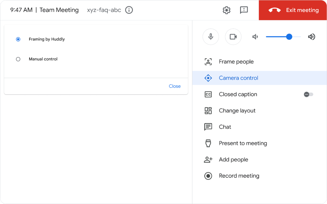 Google Meet HW 연속프레임 Huddly 카메라