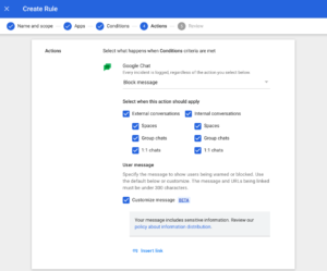 Google 채팅 DLP 맞춤 알림 지원