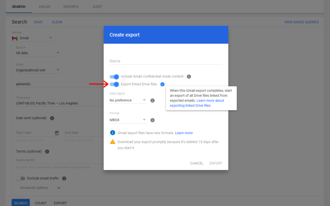 Vault에서 Gmail 링크 Google 드라이브 콘텐츠 확인