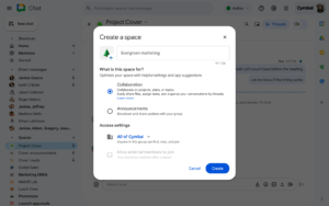 google chat 새로운 스페이스 생성 흐름 google chat 새로운 스페이스 생성 흐름