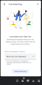 실시간 스트리밍을 시작 google meet