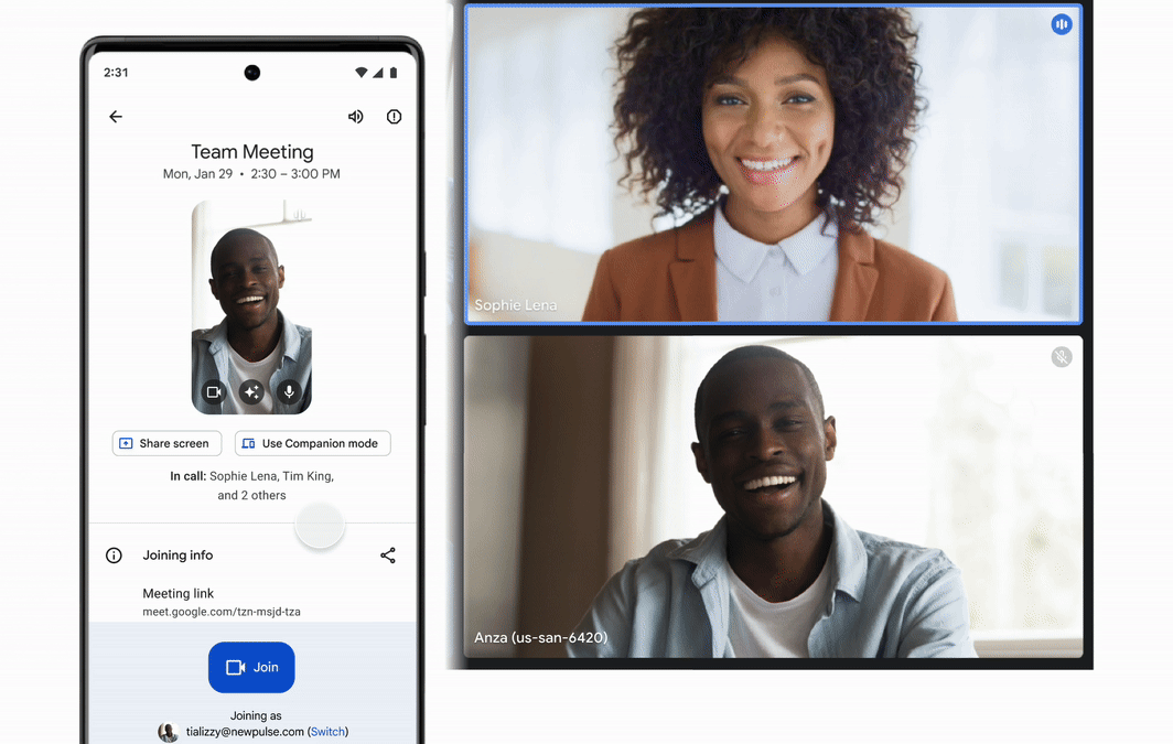 Google Meet 모바일에서 컴패니언 모드 지원
