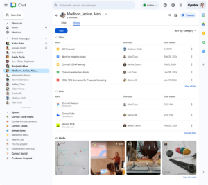 Google Chat 대화에서 공유파일 액세스 정렬