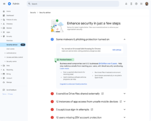 Google Workspace 인사이트 세트인 보안 어드바이저 Google Workspace 인사이트 세트인 보안 어드바이저