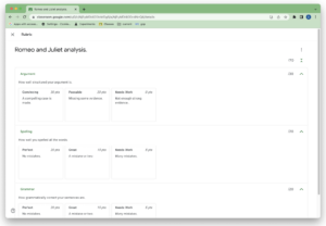 Google 클래스룸 API  루브릭 만들기 관리 지원