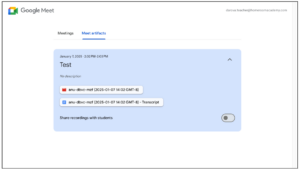 Google Meet 회의 녹화를 새 토글로 공유