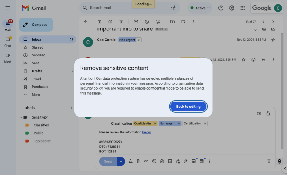 Google Workspace Gmail DLP 전체 제공 - 구글 워크스페이스 Gemini 업데이트