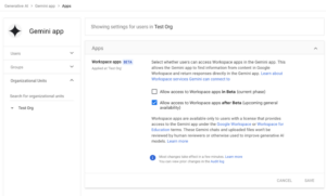 Google Workspace 관리자 설정에 Gemini 앱 사용 추가